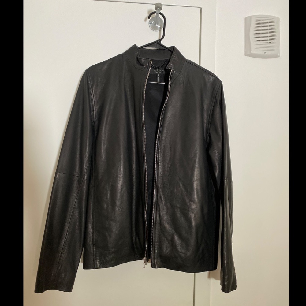Rag & Bone Men’s Lamb Leather Agnes Jacket (Black)